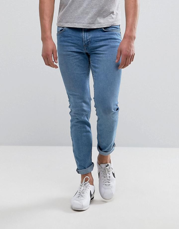 Mango Man Skinny Jeans In Light Wash Blue - Blue