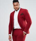 Asos Plus Super Skinny Suit Jacket In Red - Red