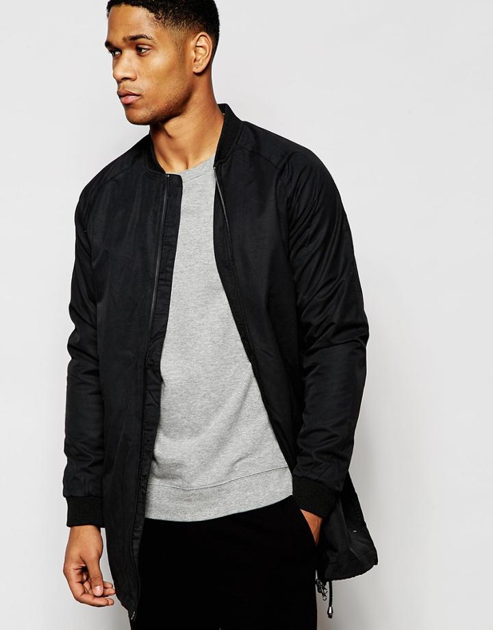 Solid Lightweight Nylon Jacket - Black