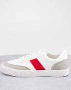 London Rebel Red Side Stripe Lace-up Sneakers