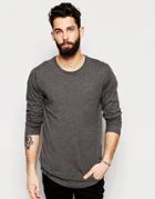 Only & Sons Longline Long Sleeve Top - Charcoal