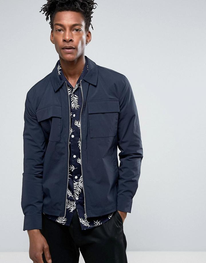 Minimum Noha Military Jacket 2 Pocket Nylon Slim Fit In Navy - Navy