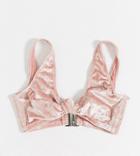 Peel & Beau Fuller Bust Exclusive Knot Triangle Bikini Top In Summer Rose Velvet-pink