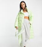 Native Youth Oversized Longline Padded Coat In Pastel-green