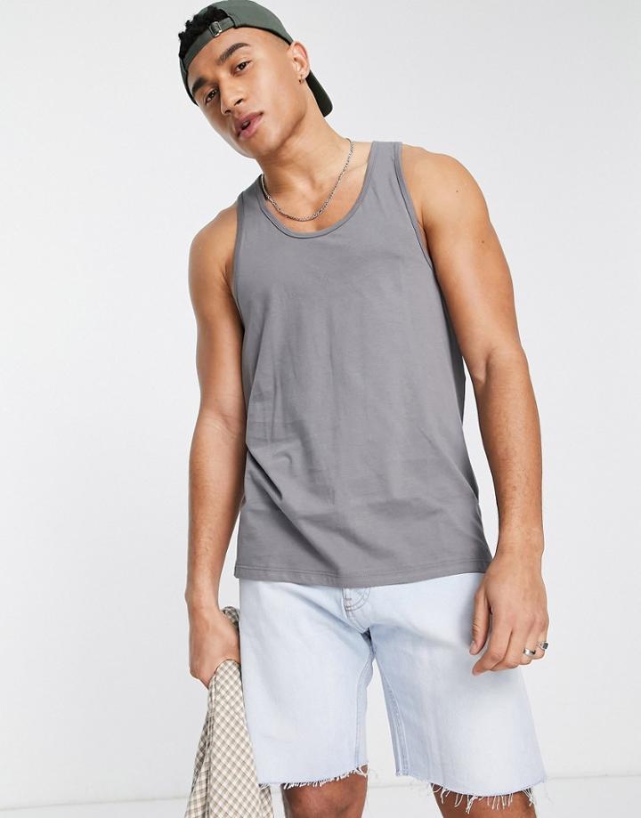 Topman Racer Tank In Gray