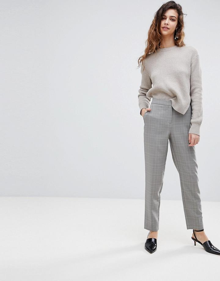Warehouse Heritage Check Slim Leg Pants - Purple