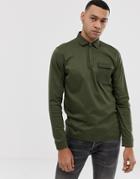 Ted Baker Polo In Mercified Cotton With Pocket In Khaki-green