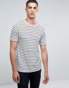 Only & Sons Crew Neck T-shirt With Jaquard Stripe - Gray