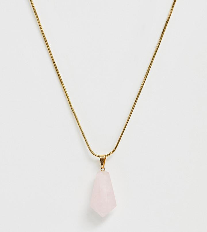 Ch By Calum Rose Quartz Crystal Of Unconditional Love Necklace - Pink