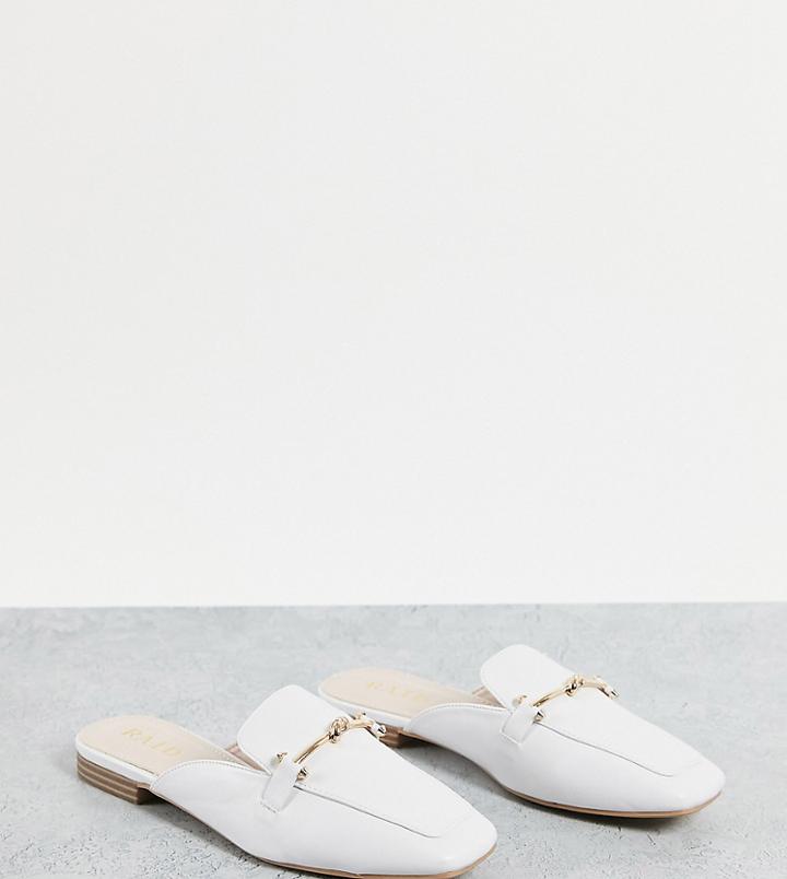 Raid Wide Fit Logan Backless Loafers In White