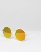 7x Round Sunglasses With Mirror Lens - Clear