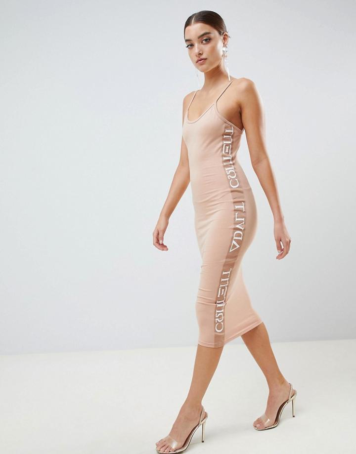 Missguided Printed Strappy Midi Dress - Pink