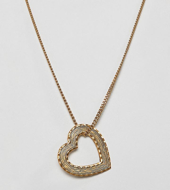Regal Rose Gold Plated Cut Out Heart Charm Pendant Necklace - Gold