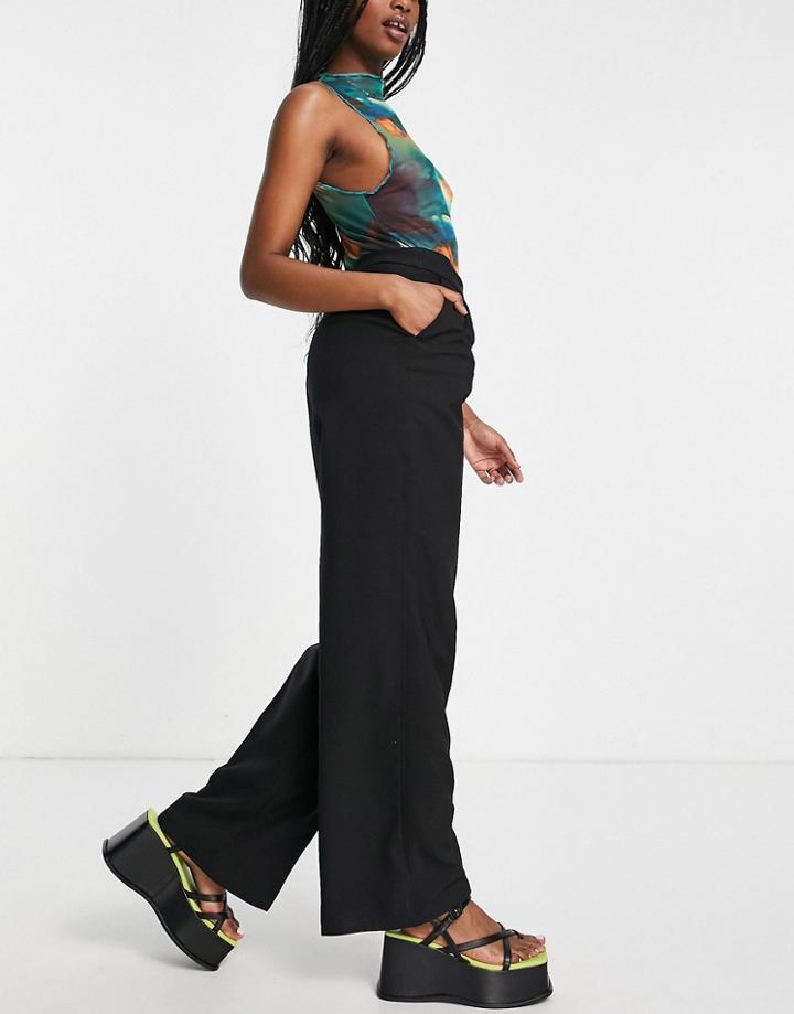 Bershka Darted Tailored Pants In Black