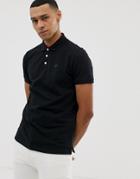 Emporio Armani Logo Pique Polo In Black - White