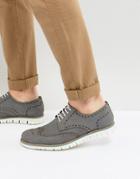 Dune Baloo Brogues In Gray Suede - Gray