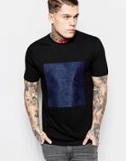 Asos T-shirt With Faux Suede Panel In Relaxed Skater Fit