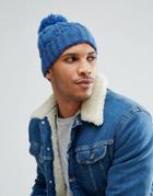 7x Cable Beanie Hat - Blue