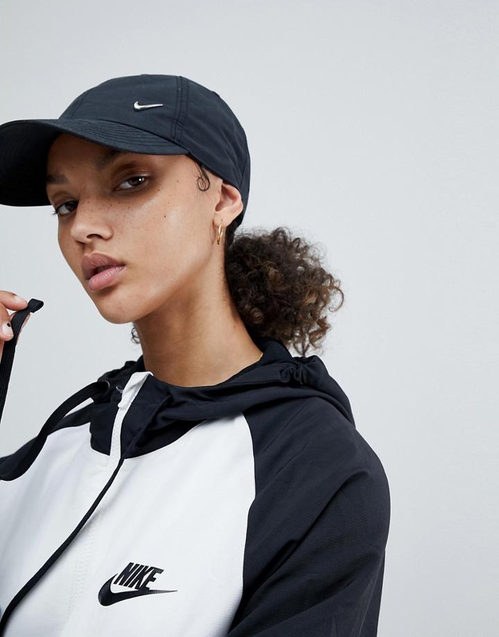 Nike Black Metallic Swoosh Logo Cap