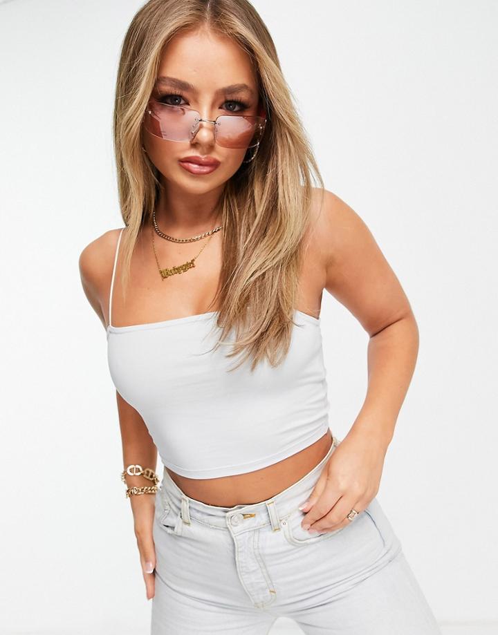 Asos Design Ultimate Bandeau With Skinny Straps In Ice Gray-grey
