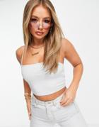 Asos Design Ultimate Bandeau With Skinny Straps In Ice Gray-grey