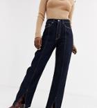 Weekday Row Organic Cotton High Waist Jeans In Dark Blue Rinse-blues