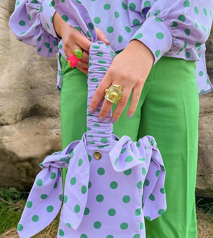 Labelrail X Olivia & Alice Grab Bag In Contrast Spot-purple