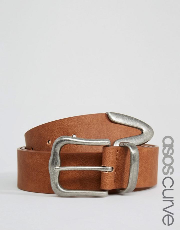 Asos Curve Tipped Jeans Belt - Tan