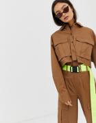 Collusion Oversized Boxy Utility Shirt - Brown