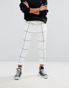 Noisy May Large Grid Check Tailored Pants - White