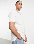 Asos Design Relaxed Longline T-shirt With Curved Hem In Off White