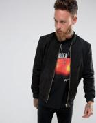 Black Dust Boli Suede Bomber Jacket In Black - Black