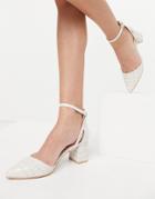 Raid Hazy Mid Heeled Shoes In Bone Croc-white