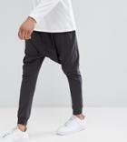 Asos Tall Lightweight Extreme Drop Crotch Jogger In Washed Black - Black