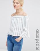 Asos Petite Stripe Off The Shoulder Top - Multi