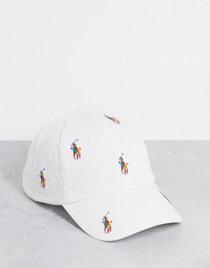 Polo Ralph Lauren Cap With All Over Pony Logo In White