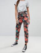Asos Original Mom Jeans In Washed Floral Print - Multi