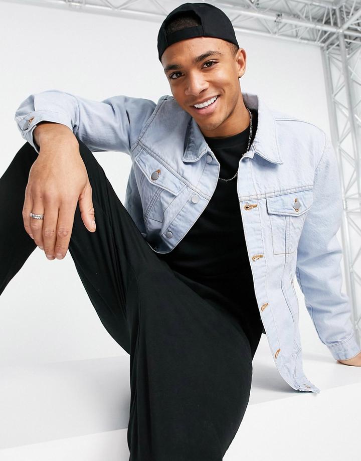 Another Influence Denim Jacket In Bleach Blue-blues