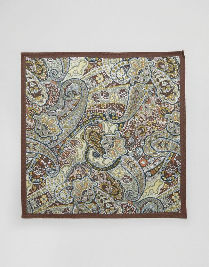 Asos Silk Pocket Square In Paisley - Red