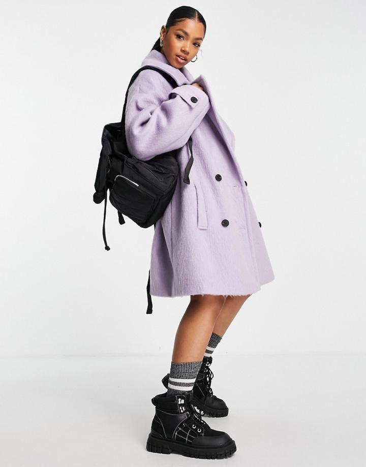 Asos Design Oversized Peacoat In Lilac-purple
