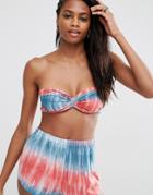 Asos Summer Tie Dye Print Bow Front Beach Top Co-ord - Summer Tie Dye