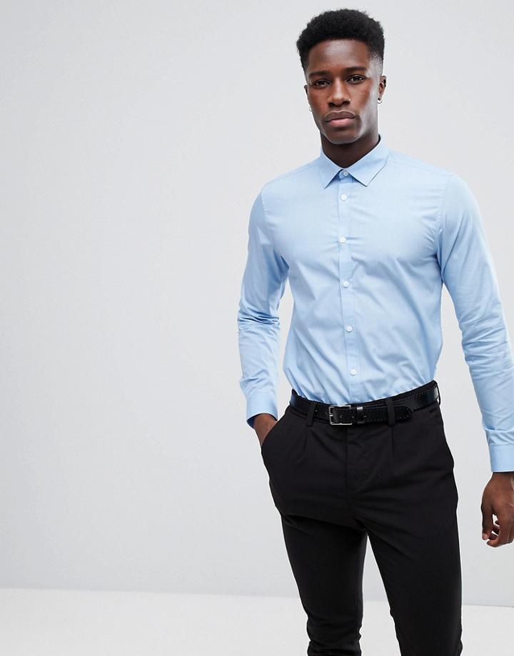 New Look Poplin Shirt In Light Blue - Blue