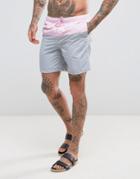 Asos Swim Short In Pink & Gray In Mid Length - Multi