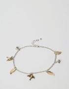 Asos Leaf Charm Anklet - Mixed Metal