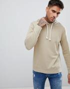 Troy Over Head Hood Sweat In Washed Sand - Beige