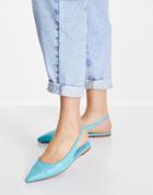 Asos Design Lala Pointed Slingback Flats In Blue-blues