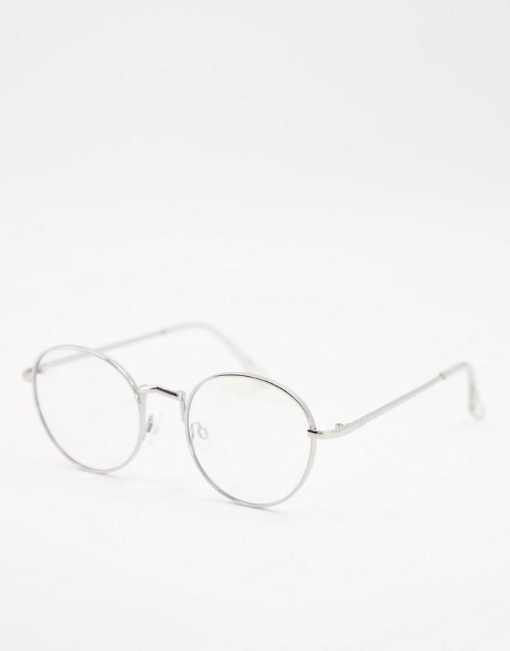 Jeepers Peepers Round Blue Light Glasses In Silver