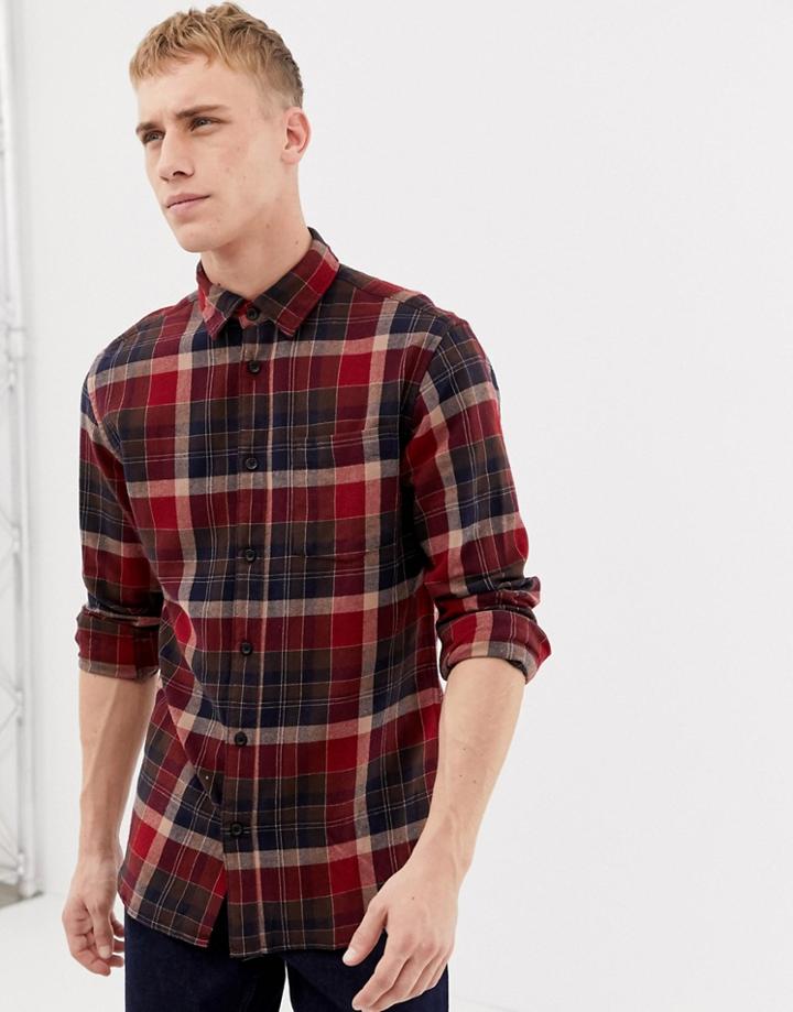 Selected Homme Check Flannel Shirt In Regular Fit-red