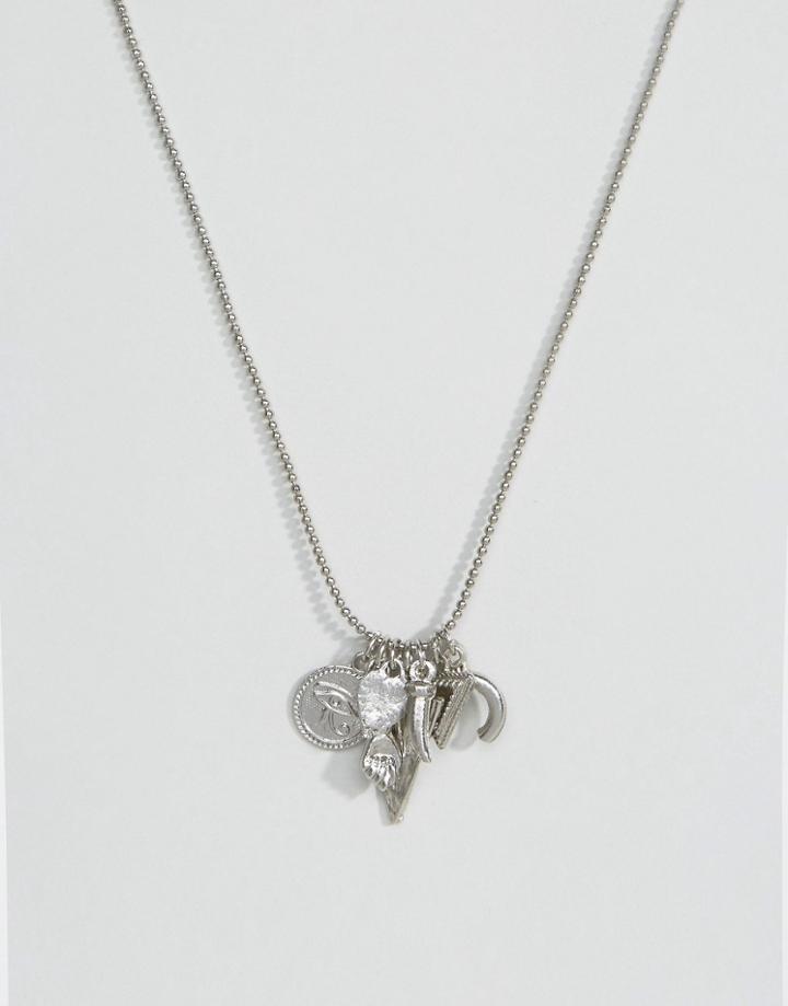 Sacred Hawk Charm Pendant - Silver