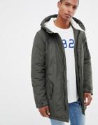 Brave Soul Fleece Lined Hooded Parka Jacket-green